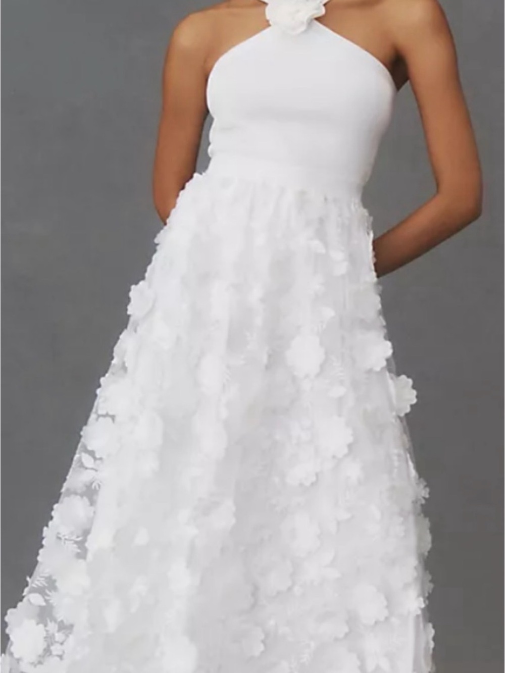 Anthropologie BHLDN White Floral Appliqué Maxi Skirt